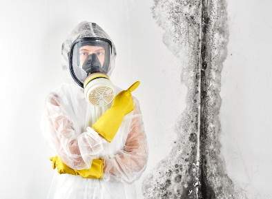 Man in Hazmat Pointing to Mold